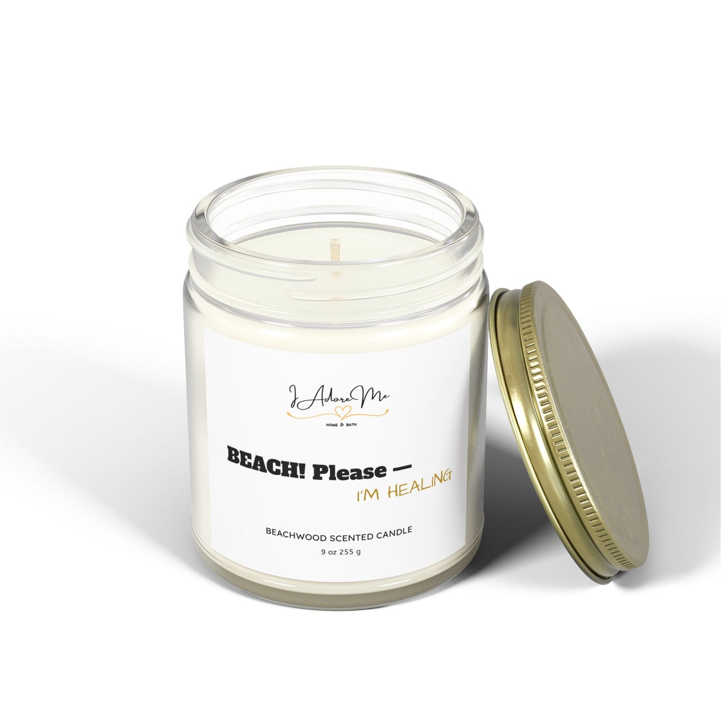 BEACH! Please-Beachwood Scented Candle - Relaxing Aroma, Eco-Friendly Coconut Apricot Wax, 9oz