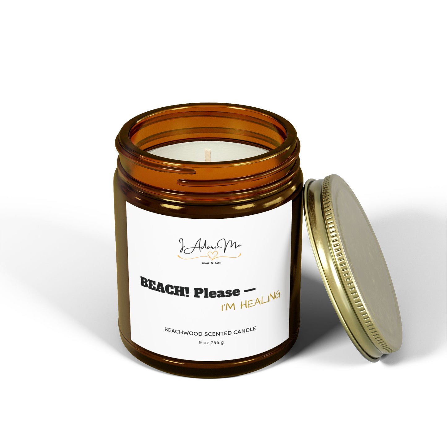 BEACH! Please-Beachwood Scented Candle - Relaxing Aroma, Eco-Friendly Coconut Apricot Wax,  9oz
